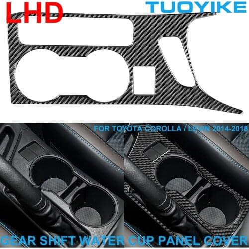 LHD RHD Car Styling Carbon Fiber Central Gear Shift Water Cup Holder Panel Cover Trim Sticker For Toyota COROLLA LEVIN 2014-2018