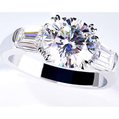 Unique Trapezoidal Real 925 Sterling Silver Rings Women Engagement Wedding Party Luxury Exquisite Elegance Romantic Eye-catching