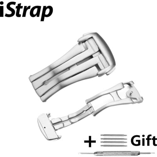 IStrap Stainless Steel Watch Bands Buckle For Omega Watch Strap Butterfly Clasp Use on Leather Rubber Watchband 20mm +Tools