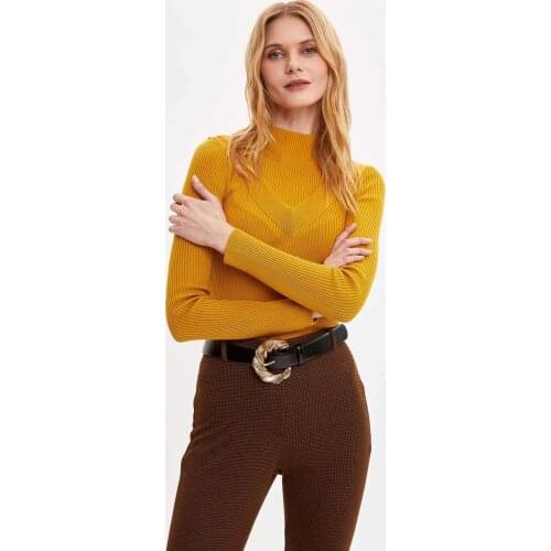 DeFacto Spring Woman Pullover & Cardigan Slim Fit Basic Knitwear Sweater Tricot Tops Female Fashion-R0160AZ20SP