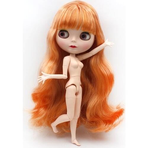1/6 cute BJD nude blyth doll Big head and eyes Four color eyeballs Normal skin joints body with wig DIY model toy gift A0001-25