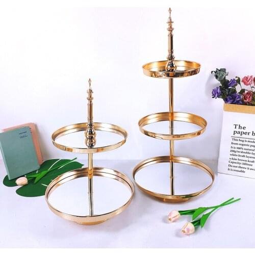 1 pcs 2 &3 tiers cupcake plate Mirror Decorative Cosmetics Storage Box Tray Wedding Home Decoration Rack Storage Box