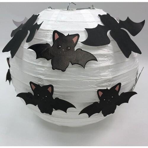 10pcs white Paper Lanterns Halloween decoratioin with 12PCS Paper BAT each lanterns