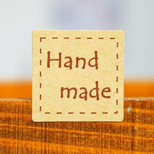 108pcs Hand Made Kraft Paper Sticker 25x25mm Paper Label Self Adhesive Gift Sticker Label Scrapbooking Stationery Kids Stickers