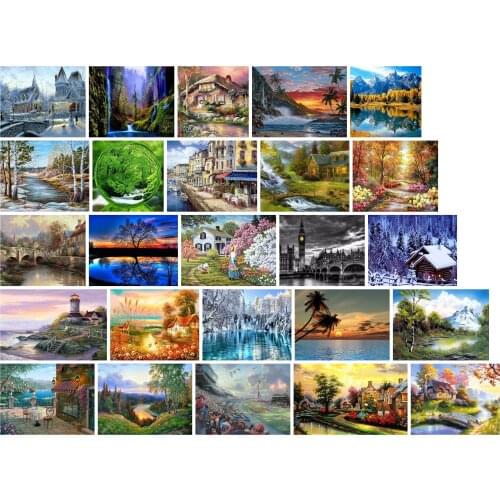 14/16/18/22/25CT Onebookmark gift add Counted Cross Stitch Kit Winter Cabin Chalet Hut Snow Deer and River Brook Creek forest