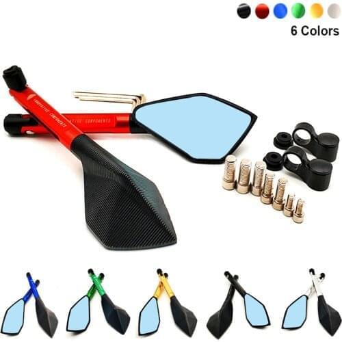 2020 Motorcycle Rearview Mirrors Blue Anti-glare Handlebar Retrovisor For Kawasaki KDX250 Ninja 250R 400R KX65 KX85 KX125 KX250