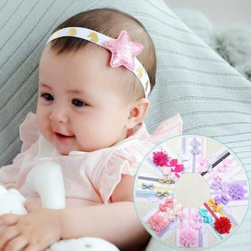 3 PCS Baby Girl Bowknots Star Flower Headband Hair Accessories Clothes Band Newborn Headwear Headwrap Hairband Infant Gift
