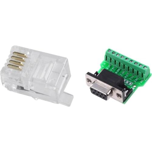 30 Pcs 4P4C Connector RJ9 Phone Adapter & 1x DB9 RS232 Serial to Terminal Female Adapter Connector Breakout Board