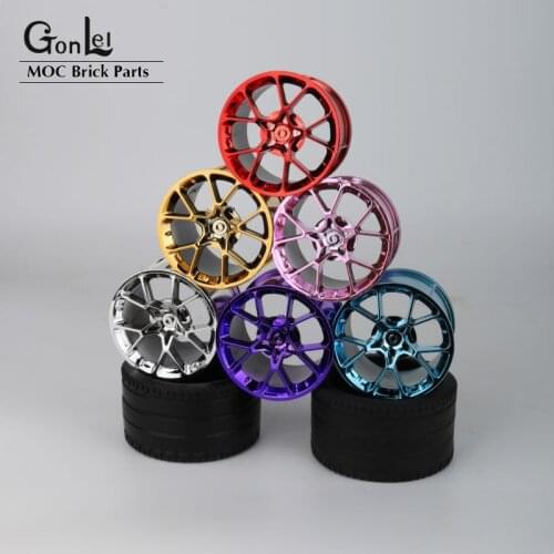 4PCS Wheel Tyres 62.3mm D.x42mm Racing Large with Tire 81.6x44 ZR Straight Tread 37383 23799 MOC Building Brick Blocks Parts Toy