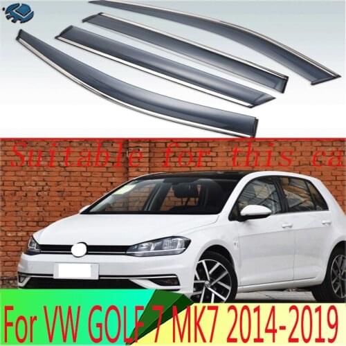 For VW GOLF 7 MK7 2014-2019 Plastic Exterior Visor Vent Shades Window Sun Rain Guard Deflector 4pcs