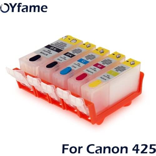 OYfame 5PCS PGI-425 CLI-426 Refillable Ink Cartridge For Canon MG5240 MG5140 MG6140 MG8140 IP4840 MX884 With ARC Chip