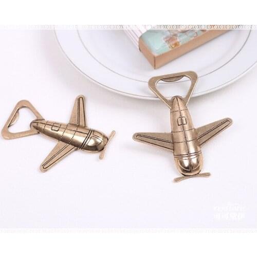 50pcs/lot Free Shipping Antique Air Plane Airplane Shape Wine Beer Bottle Opener Metal Openers For Wedding Party Gift Favors
