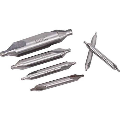 6 Pcs / Set HSS Cobalt Center Drill Center Positioning Drill 1/ 1.5/ 2/ 2.5/ 3/ 5 mm standard 60 Degree Angle Chamfer Drill Bits