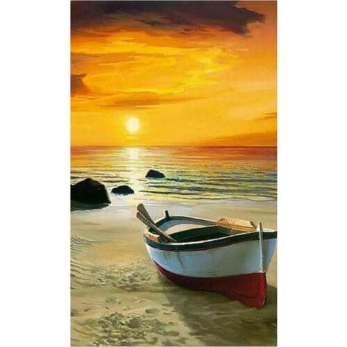 Full 5D DIY Square Round Diamond Painting"Scenery Sea boat"diamond Embroidery Cross Stitch Mosaic decoration Christmas Gift