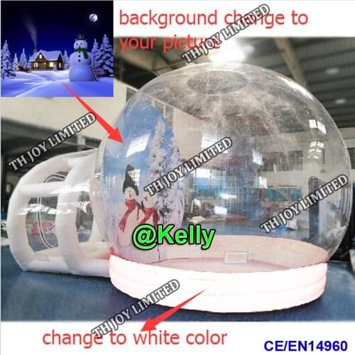 Free door shipping custom make inflatable snow globe bubble ball for sale, christmas inflatable snow ball with tunnel