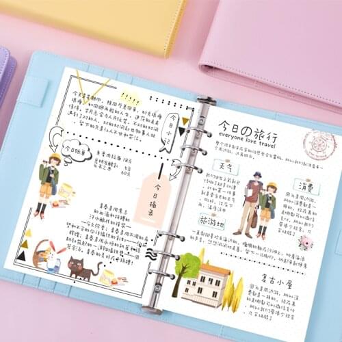 Korean Fashion Leather A5 Ring Binder Spiral Notebook 6 Binder Rings Loose Leaf A6 Leather Notebook Notepad With Rings