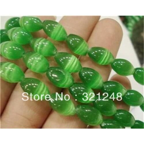 Fashion green Mexican opal loose spacer accessories beads 8x12mm stone jasper barrel rice loose beads jewelry making 14inch FR15