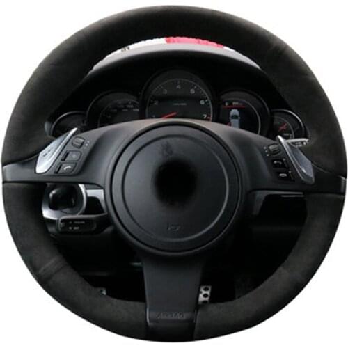 Black Suede DIY Car Steering Wheel Cover for Porsche macan 718 Cayenne Panamera Accessories