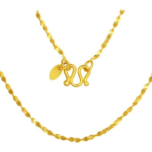 Pure 999 24K Yellow Gold Necklace Chain Full Star Link Chain Necklace Fashion Necklace