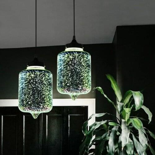 3D Colorful Nordic Starry Sky Hanging Glass Shade Pendant Lamp Lights E27 LED For Kitchen Restaurant Living Room