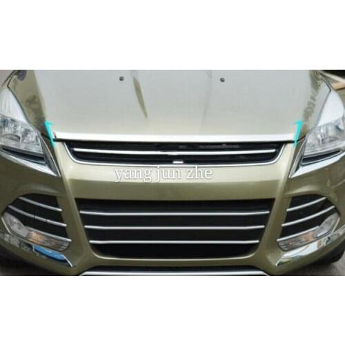 For Ford Escape Kuga 2013 - 2016 stainless steel Front Hood Grille Grill Lips Cover Trim Molding Garnish Strip Spoiler Bar