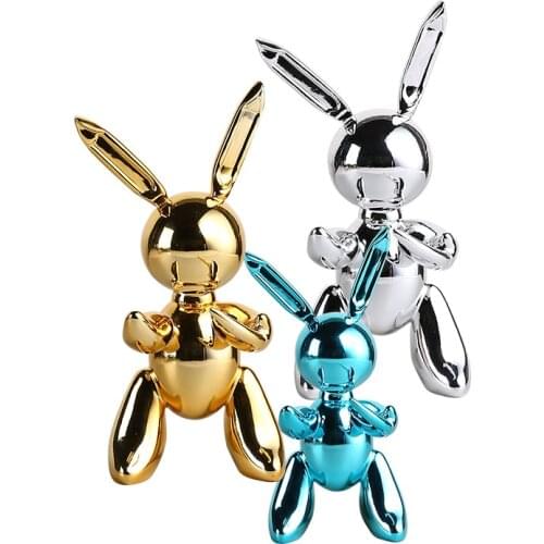 JK Balloon Rabbit Hot Sale Cute Animals Resin Sculpture Wedding Decor Nordic Style Moder Home Decoration Accessories