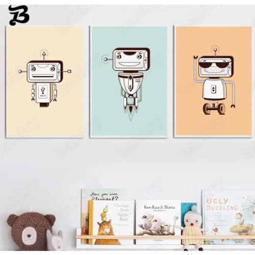 Canvas Painting for Living Room Cartoon Cute Robot Funnyh Posters and Prints Wall Art Pictures for Kids Bedroom Home Wall Decor