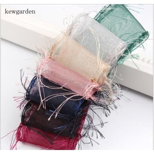 Kewgarden Wholesale Burr Snow Yarn Ribbons 50mm 40mm 25mm Handmade Tape DIY Bowknot Voile Ribbon Garment accessories Riband 100y