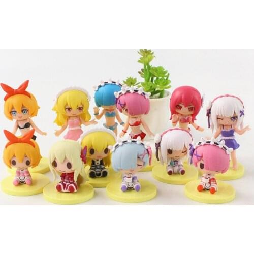 6pcs/set 5.5-9.5cm Re:Life In A Different World From Zero Rem Q Version Doll PVC Cartoon Mini Figure Toys