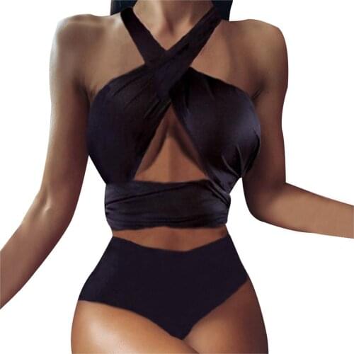 2021 Sexy Solid Swimsuit Women Bikini Push Up Swimwear High Waist Bikini Set Brazilian Beachware Two Piece Swim Suit Female #T1P