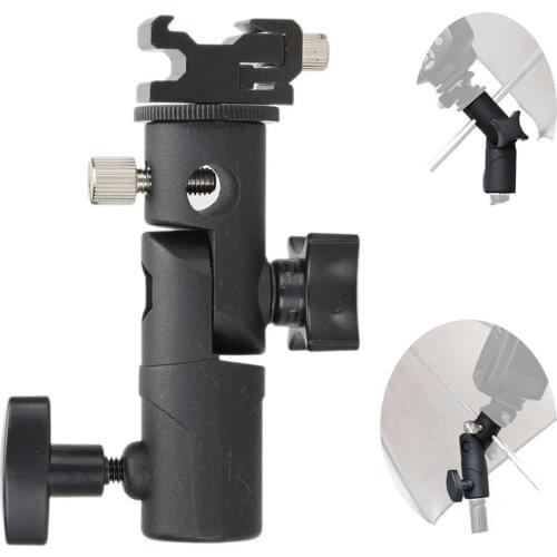 E Type Metal Flash Bracket Universal Hot Shoe Speedlite Umbrella Holder With 1/4" to 3/8" Screw Mount Swivel Adapter Light Stand