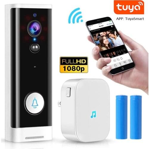 Mini Tuya 1080P WIFI Video Doorbell Wireless Smart Home Door Bell Camera 2MP Two Way Audio PIR Motion Detection Doorbell Camera