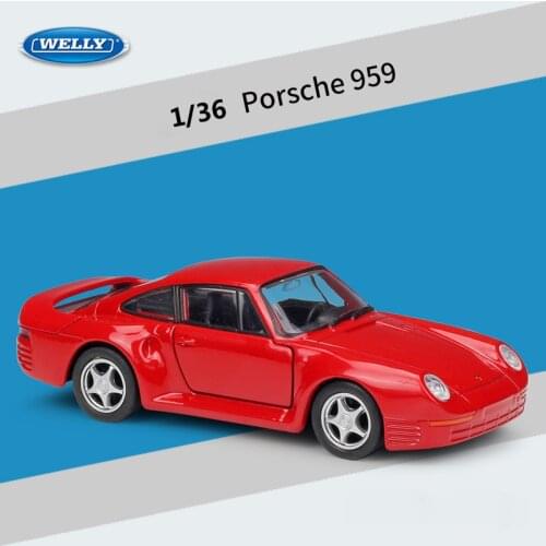 WELLY Diecast 1:36 Car Simulator Classic Porsche 959 Pull Back Car Model Car Metal Alloy Sports Car Toy Car For Kids Collection