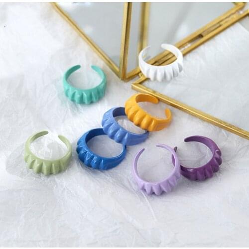 Fashion Colorful Acrylic Croissant Braided Twisted Chunky Dome Open Ring Hand Painted Oval Ring Jewelry Statement Accessories