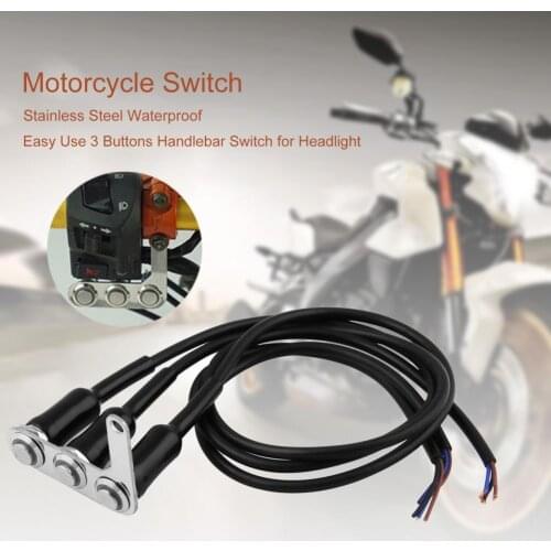 Motorcycle Switch Practical Innovative Stainless Steel Waterproof Easy Use 3 Buttons Handlebar Switch for Headlight Auto Parts