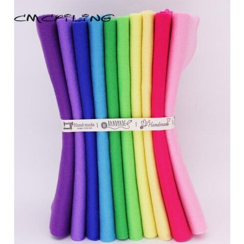 CMCYILING 25x28cm 10 Pcs/Lot Patchwork Soft Felt Fabric For Needlework DIY Sewing Dolls Crafts Rainbow Polyester Cloth