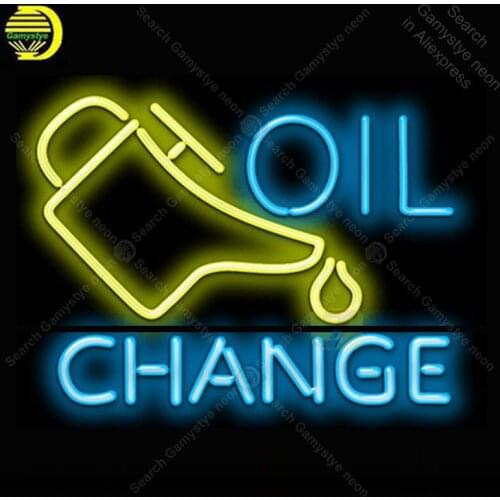 Oil Change Neon Light Sign Glass Tube Neon Bulbs Sign Decor Room Garage board Sign lamps accessories anuncio luminoso
