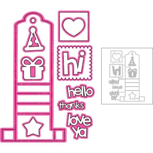 2020 New Tag Box and Heart Square Metal Cutting Dies For DIY Embossing Hello Thanks Decoration Greeting Card Album Scrapbooking