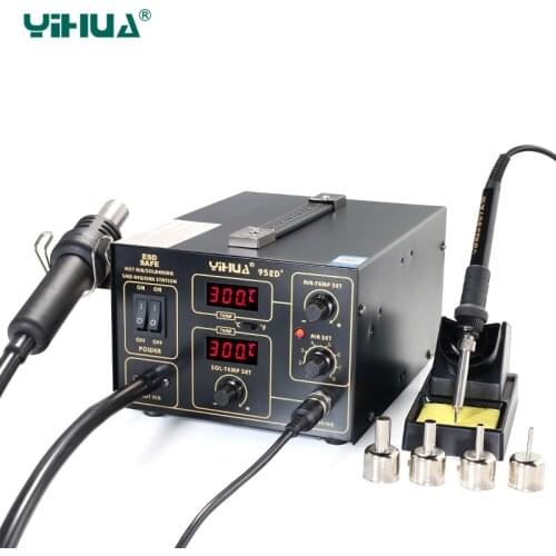 YIHUA 952D+ Soldering Station Hot Air With 4 Nozzles Pump Type Soldering Station For Phone Repair Free shipping