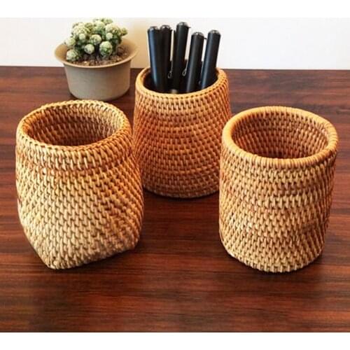 Woven Basket Pen Box Dinner Knives Forks Storage Baskets Tableware Organizer Home Storage Durable Kitchen Supply Decorations