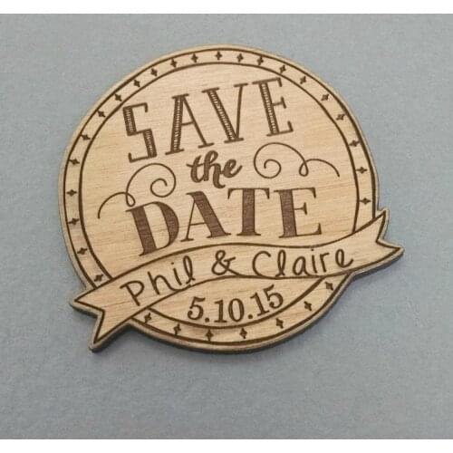 Custom Engraved Wood Magnets -Save the Date Magnets - Rustic Wedding Save the Date