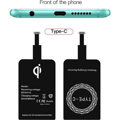 Qi Wireless Charging Receiver Universal For iPhone 7 6s Plus Micro USB Type C Fast Wireless Charger For Samsung Xiaomi