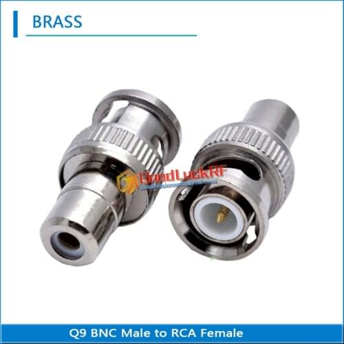 1X Pcs Q9 BNC To RCA Cable Connector Socket BNC Male To RCA Female Plug Nickel Plated Brass Straight Coaxial RF Adapters