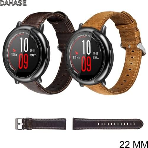 22mm Genuine Leather Strap for Xiaomi HUAMI AMAZFIT Stratos Pace 2 1 Smart Watch Bracelet Belt Bands for Ticwatch LG G Watch