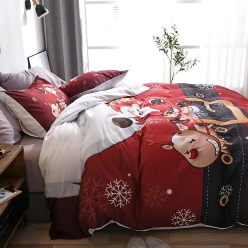 Merry Christmas Bedding Set with Pillowcase Bed Quilt Cover Santa Claus Pattern Pillow Cover Festival Gift Single Double