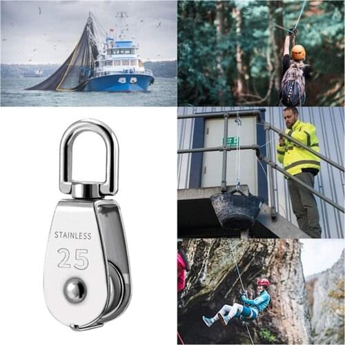 1 Pc 304 Stainless Steel Pully Single Wheel Swivel Pulley Block Lifting Rope 20mm Set Lifting Wheel Material Handling Tools1