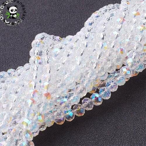 10Strands Glass Beads Pearl Luster Plated Crystal Suncatcher Faceted Abacus Clear 6x4mm DIY Jewelry Making Handicrafts Supplies