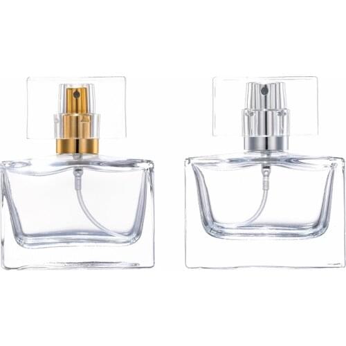 Nbyaic 50pcs Glass perfume bottle 30ml square lid glass bottle body detachable filling empty bottle push type spray bottle