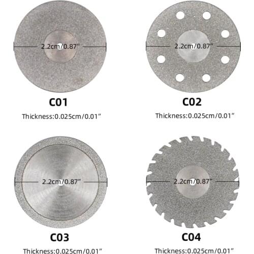 Dental Ultra-thin Double Sided Sand Porcelain Diamond Cutting Disc Mandrel Diamond Disc Dentistry Polishing Tools Thickness 0.25