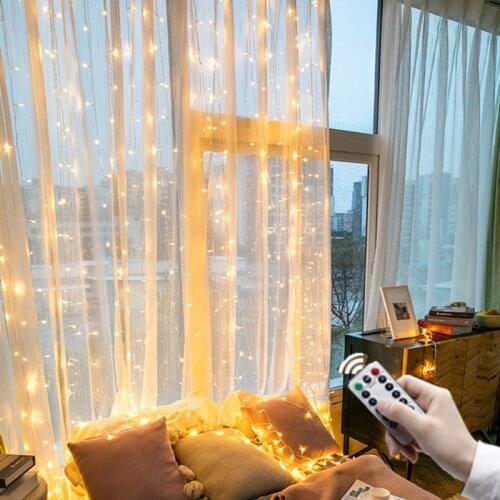 3m LED fairy lights garland Remote control curtain string lights Home decoration bedroom window Christmas party Holiday lighting